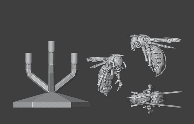 SciFi Traul Fighter ship and flight stand
