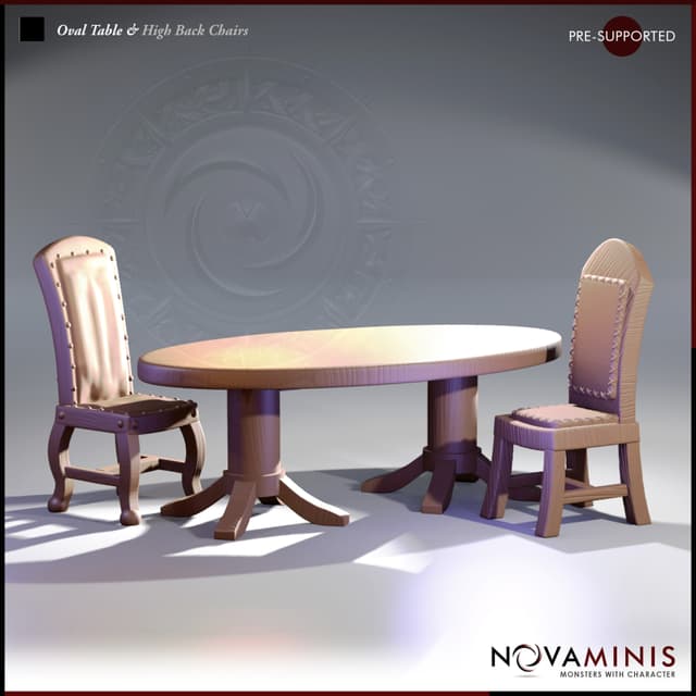 Oval Table & High Back Chairs 01