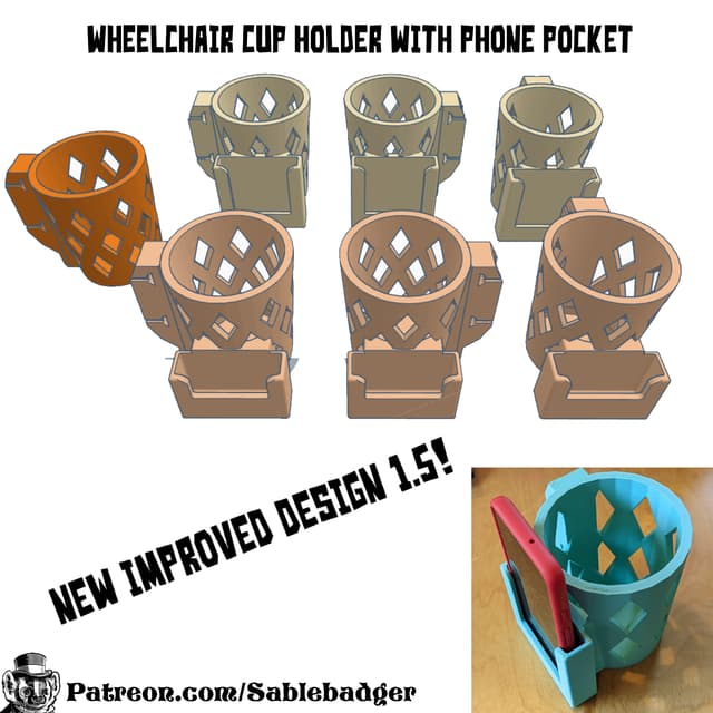 Wheelchair Cup Holder - Zip Tie Attachment