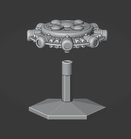 Battleship Class Saucer Spaceship and Flight Stand