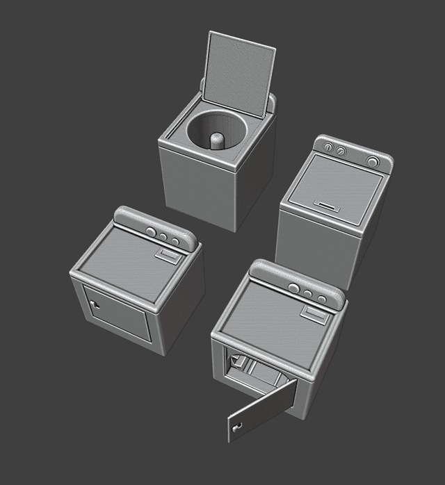 Modern 28mm Scale Washer and Dryer Set – 3D Printable Furniture for Miniature Tabletop Gaming