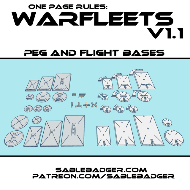One Page Rules: Warfleets - Full set of Bases Rectangle and Round