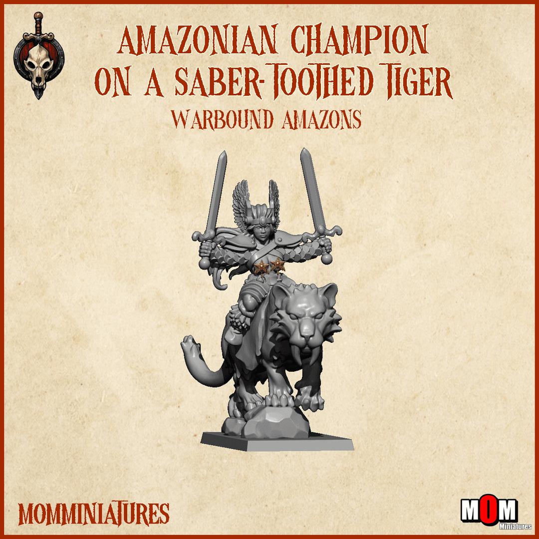 Amazonian Champion on a Saber-Toothed Tiger (Warbound Amazons)