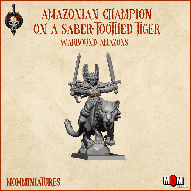 Amazonian Champion on a Saber-Toothed Tiger (Warbound Amazons)