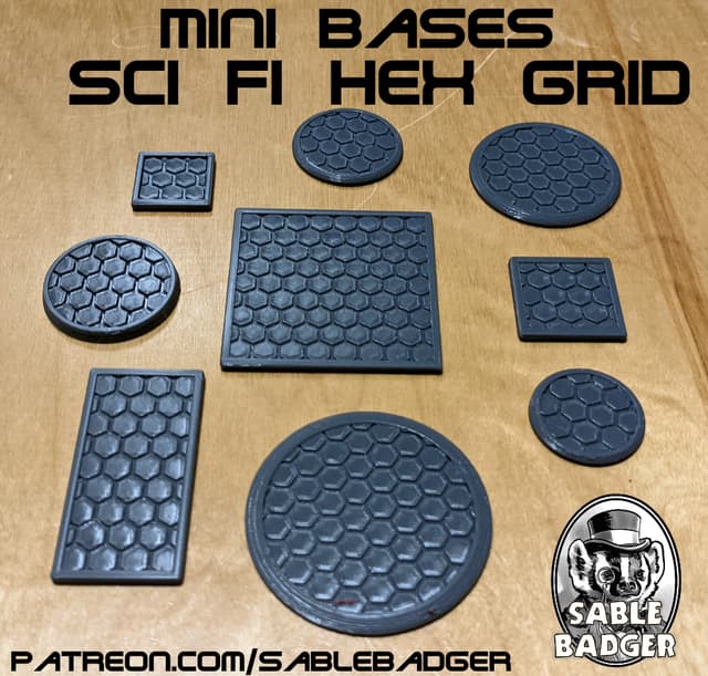 Mini Bases - Sci Fi Hex Grid