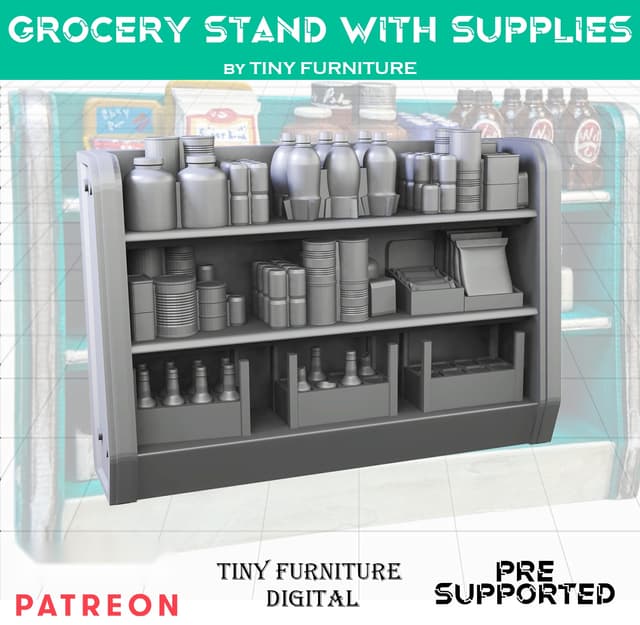 Grocery stand with supplies