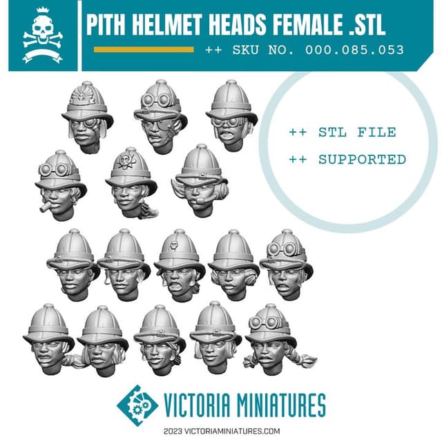 Female Pith Helmet Heads x16