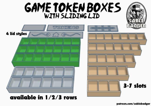 Game Token Boxes with Sliding Lids