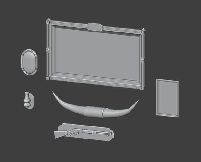 Wild West Wall Hangings STL | 3D Printable Detail Props for 28mm Miniature Tabletop Terrain