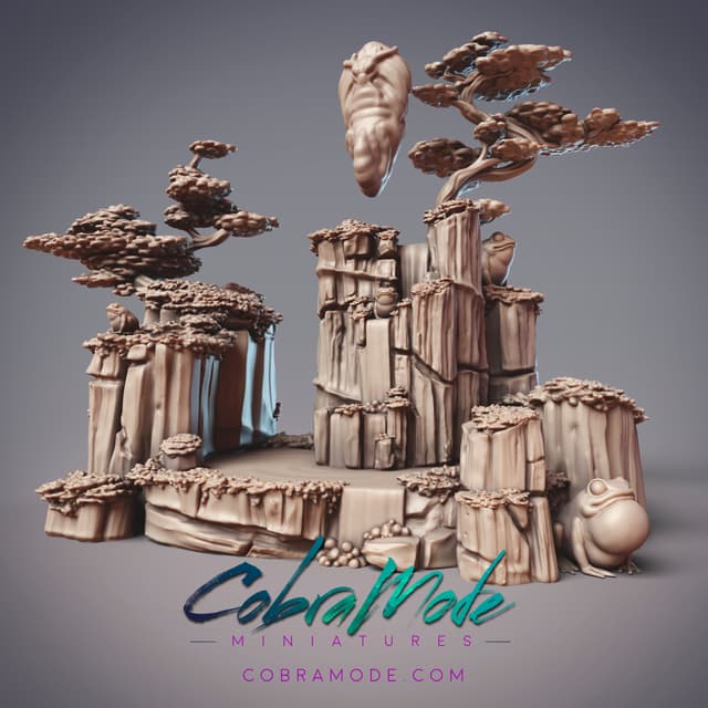 Cliff and Waterfall Scene - Ryujin Chrysalis Scatter Terrain (Pre-supported)