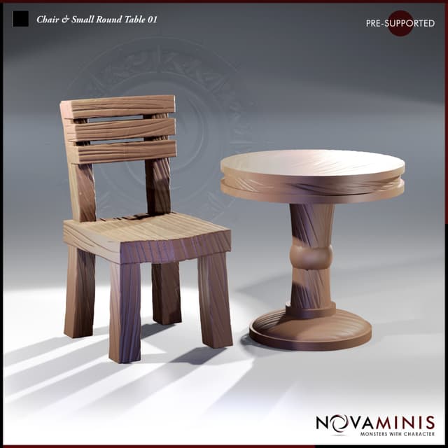 Chair & Small Round Table 01
