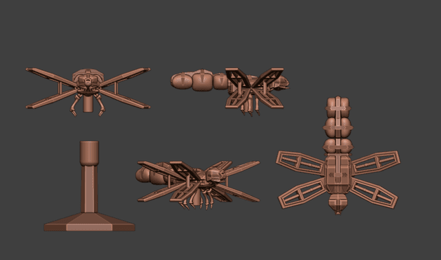 SciFi Traul Medium Utility Ship and Flight Stand