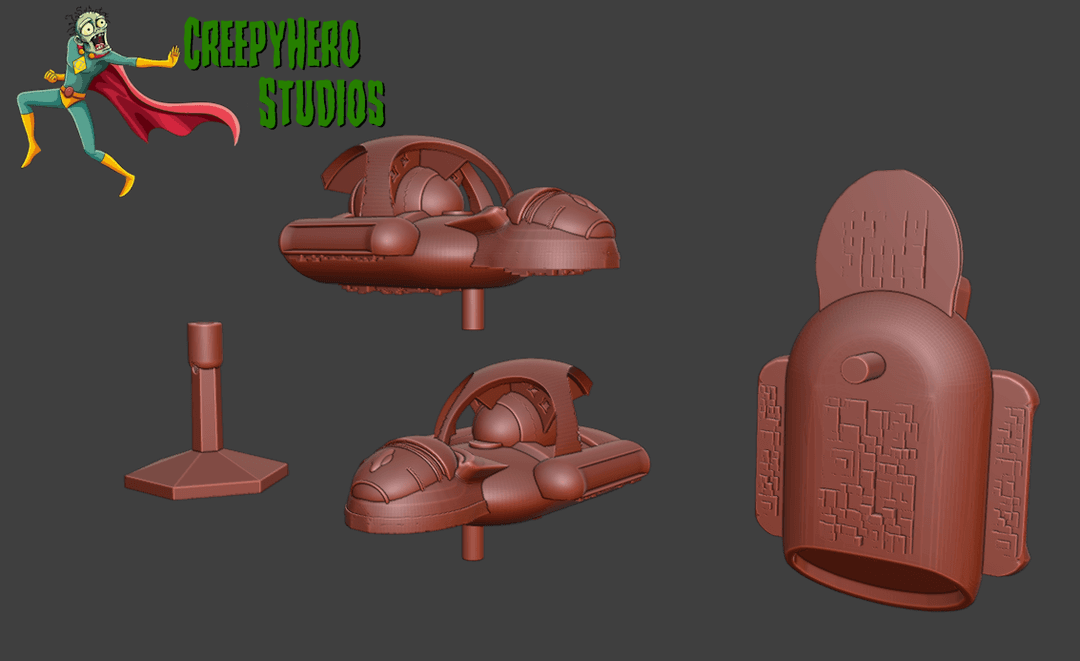 Space Combat Ghost Spaceship and Flight Stand