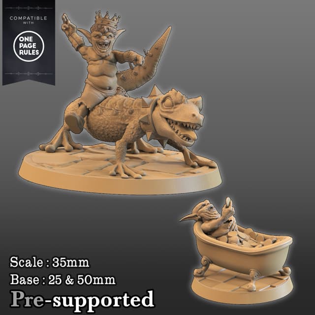 Rich goblin in two versions, The Greedy Goblins Clan, 2 miniatures