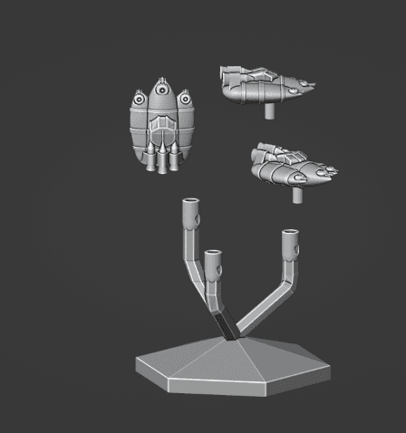 Trillian Fighter Wing Spaceship and Flightstand