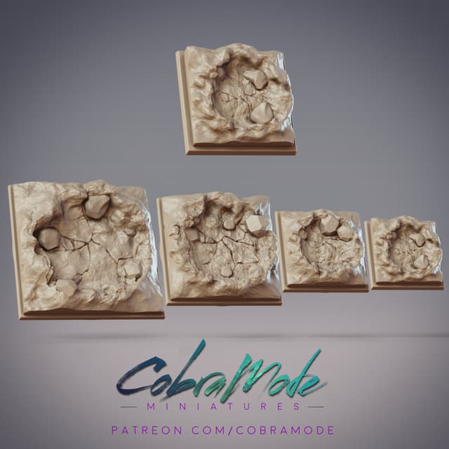 Crater Square Bases Pack (4pcs)