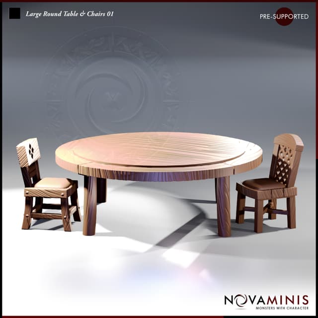 Large Round Table and Chairs 01