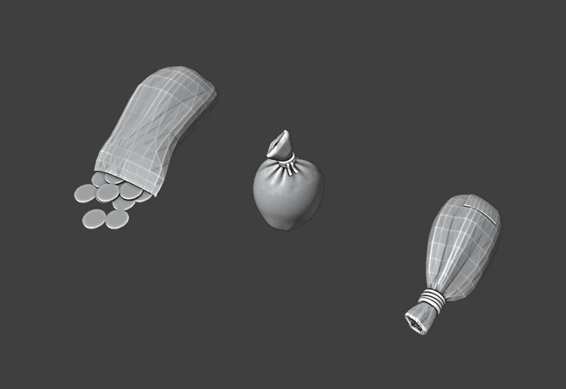 Fantasy 28mm Scale Small Pouch Set – 3D Printable Accessories for Miniature Tabletop Gaming