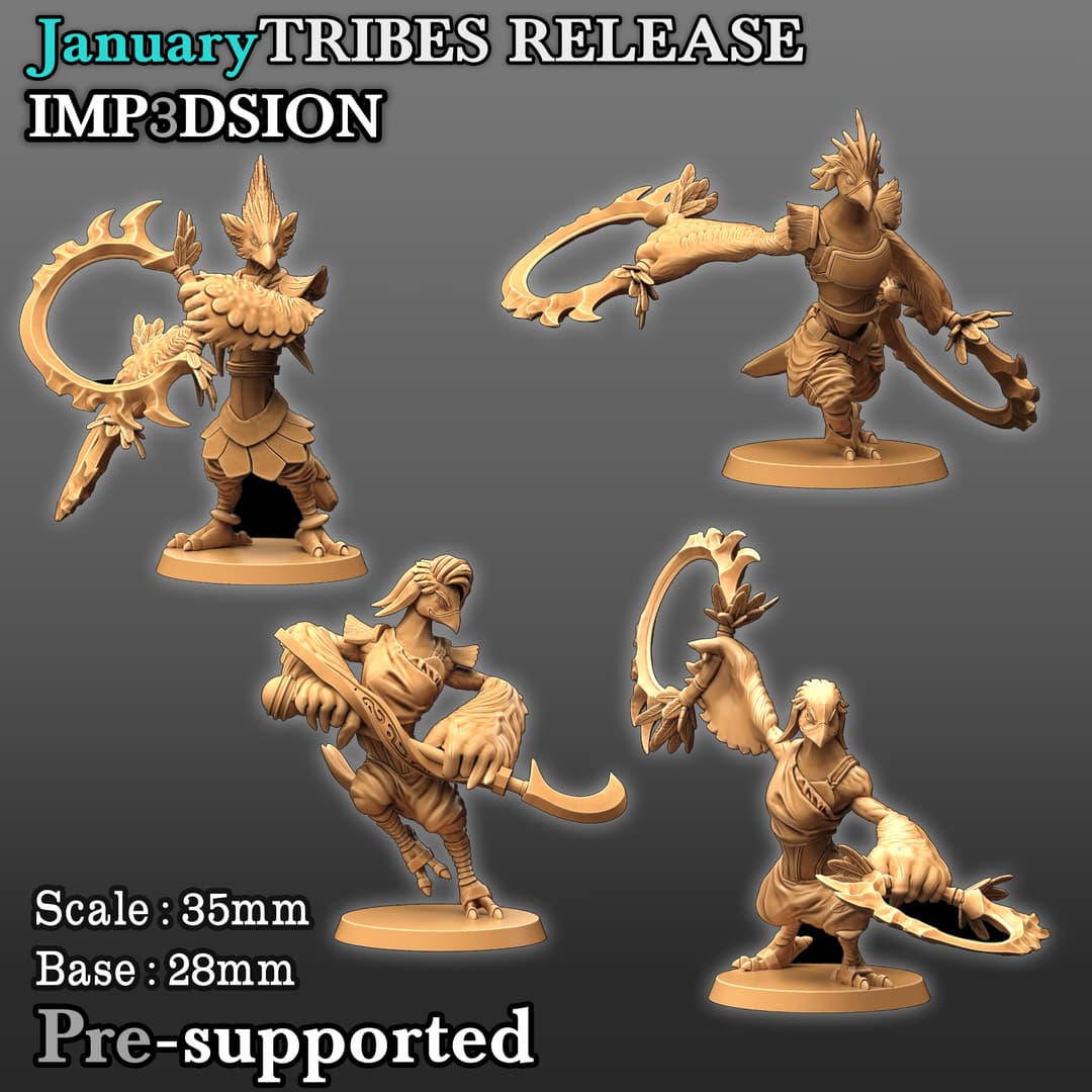 Melee birdmen 4 miniatures.