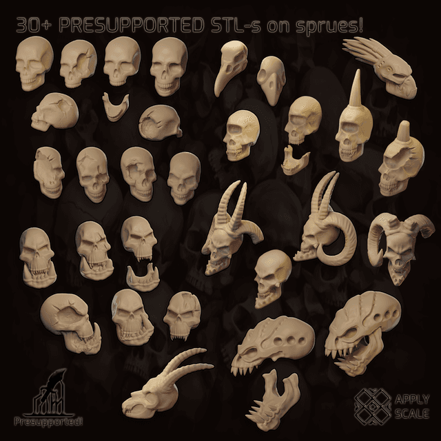 Skulls basing bits - Orc, Human, Cyclops, Bird, Demon