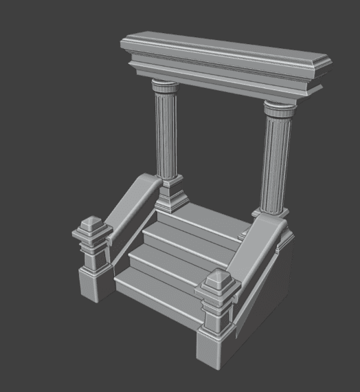 Modern 28mm Scale Front Steps – Miniature Tabletop Gaming Terrain STL
