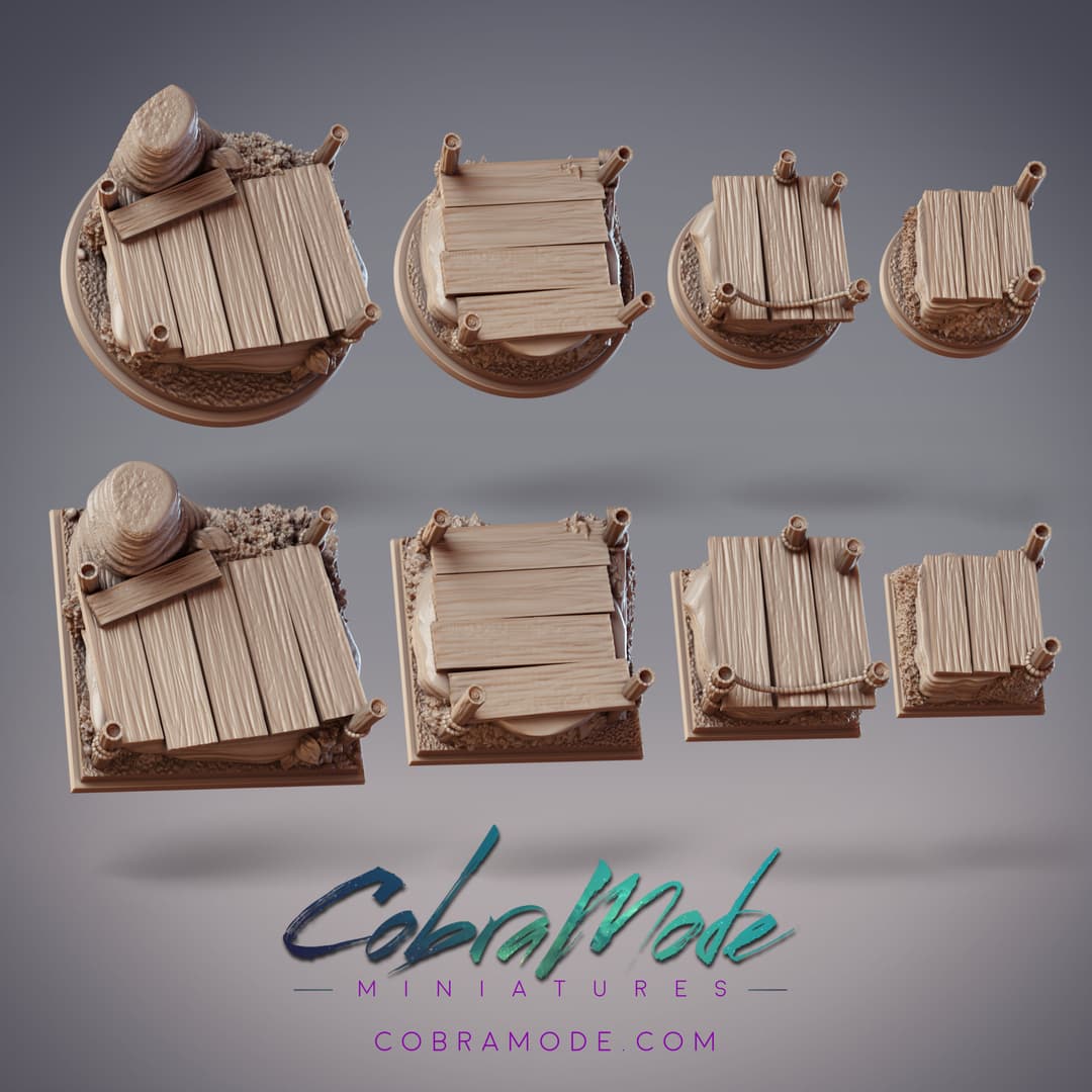 Wooden Platforms Base Pack (8pcs) - Round and Square Versions
