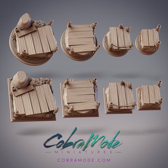 Wooden Platforms Base Pack (8pcs) - Round and Square Versions