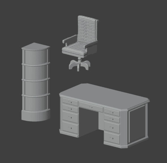 Modern Office Furniture Set STL Files – 28mm Scale Terrain for Tabletop RPGs and Miniature Gaming