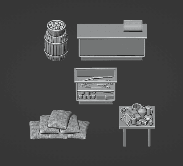 Wild West 28mm Scale General Store Furniture Set