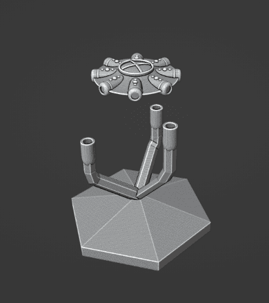Science Fiction Saucer Bomber Spaceship and Flight Stand