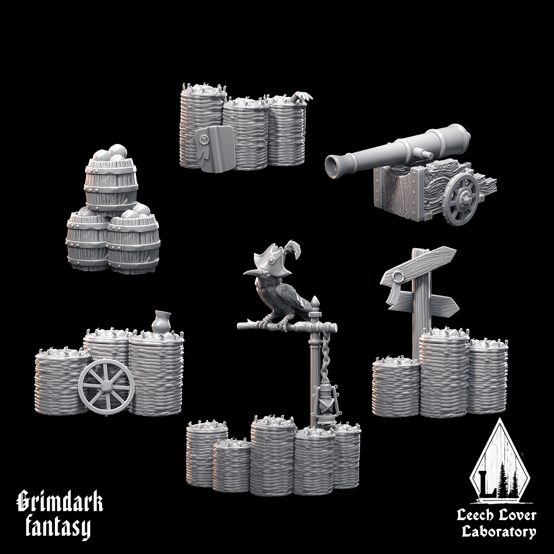 Artillery kit for miniature-agnostic grimdark wargames