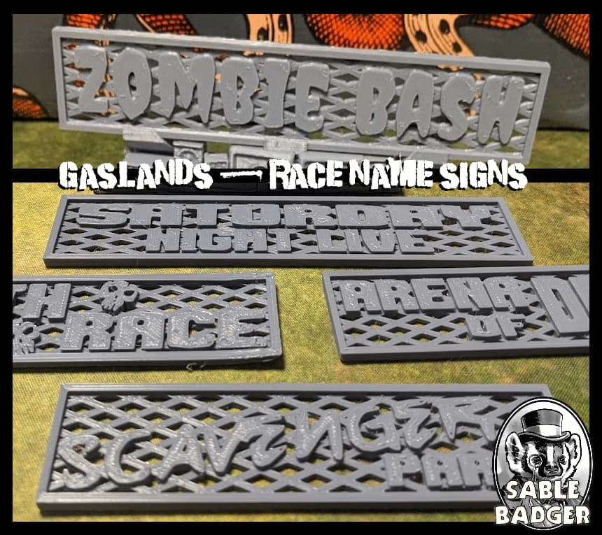 Gaslands - Race Name Signs for Gaslands Gates.