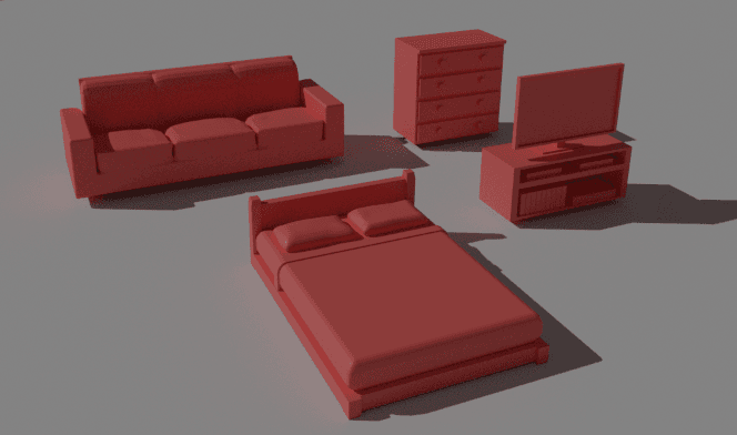 Modern 28mm Scale Apartment Furniture Set STL – Miniature Tabletop Gaming Terrain & Props