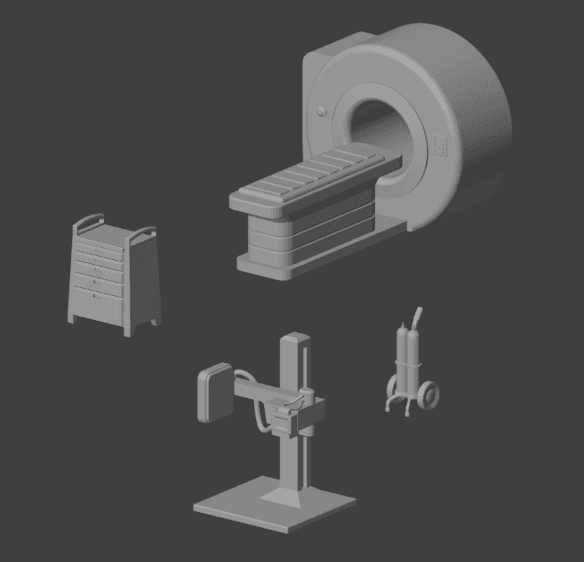 Modern Medical Furniture Two Set STL Files – 28mm Scale Hospital Terrain for Tabletop RPGs and Dioramas