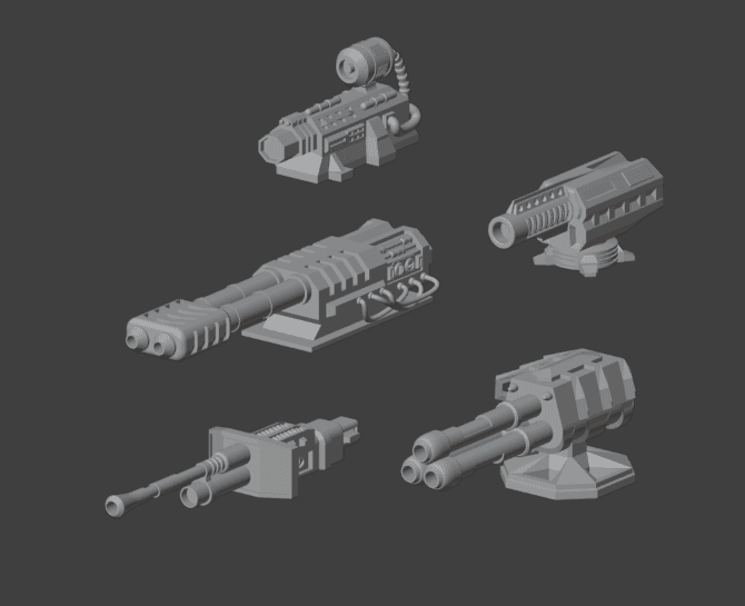 Gaslands Cannon Six Set STL Files – Post-Apocalyptic Weaponry for 1:64 Scale Car Combat Miniatures