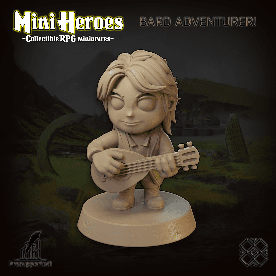 Mini Heroes - Collectible RPG Miniatures (Bard, Chibi)