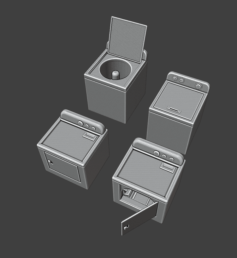 Modern 28mm Scale Washer and Dryer Set – 3D Printable Furniture for Miniature Tabletop Gaming