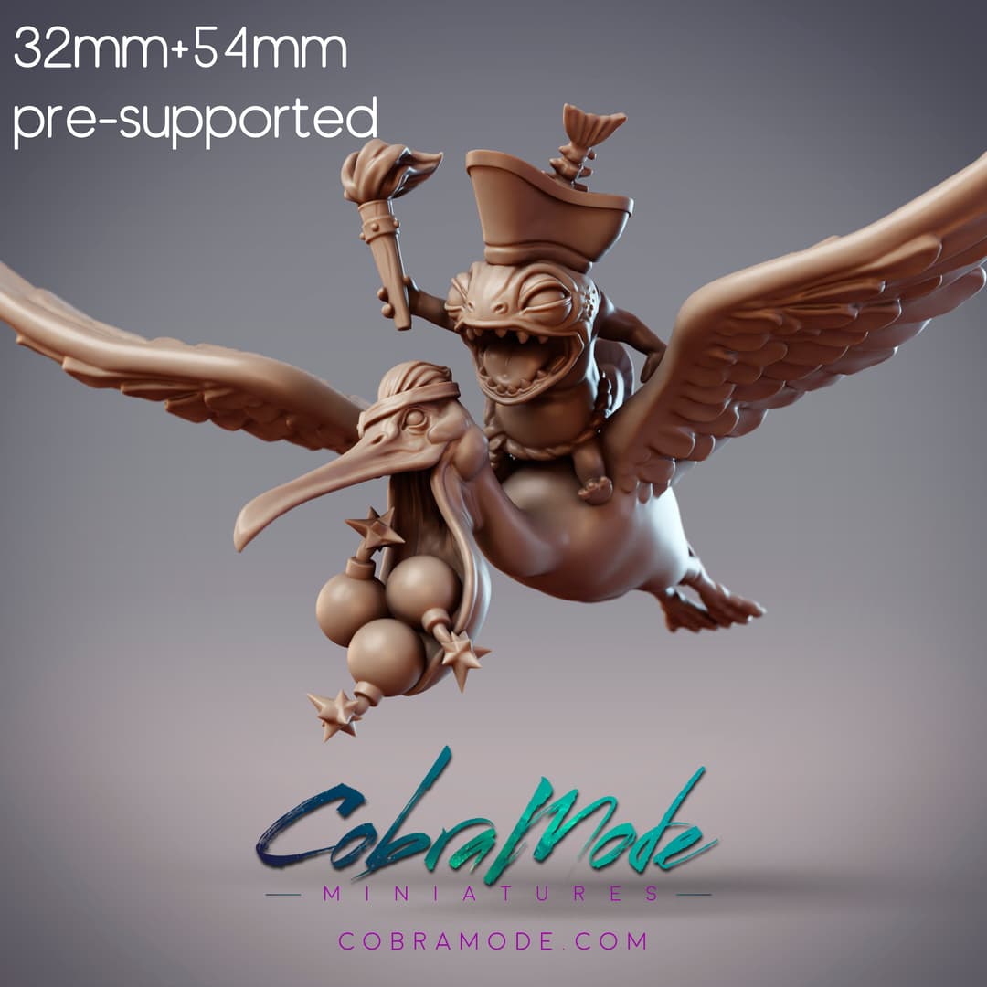 Fishfolk Pirate Flyer - Zulrida, Sommos Pyraja Pirate & Umu, Pelican Bomber (Pre-supported)