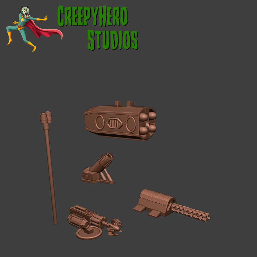 Gaslands 20mm Scale Weird Weapon Eight Set – Post-Apocalyptic Vehicle Weapons for Miniature Tabletop Gaming