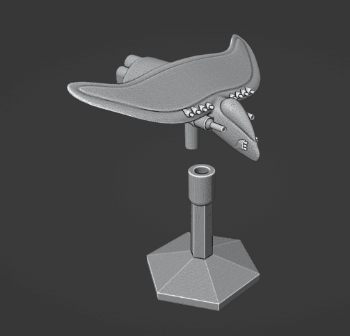 Science Fiction Hawk Frigate Spaceship and Flight Stand