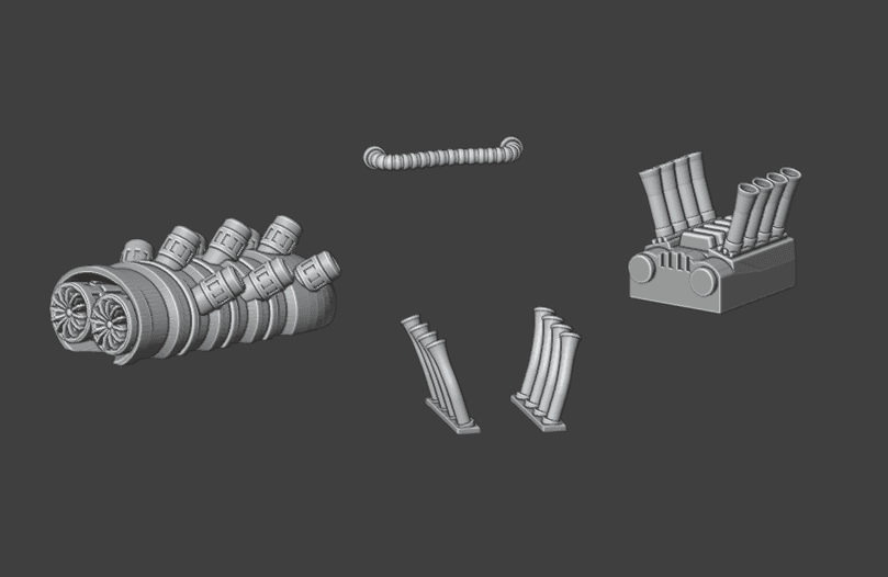 Gaslands Engines and Exhausts STL | 3D Printable Upgrade Kit for Tabletop Vehicular Combat