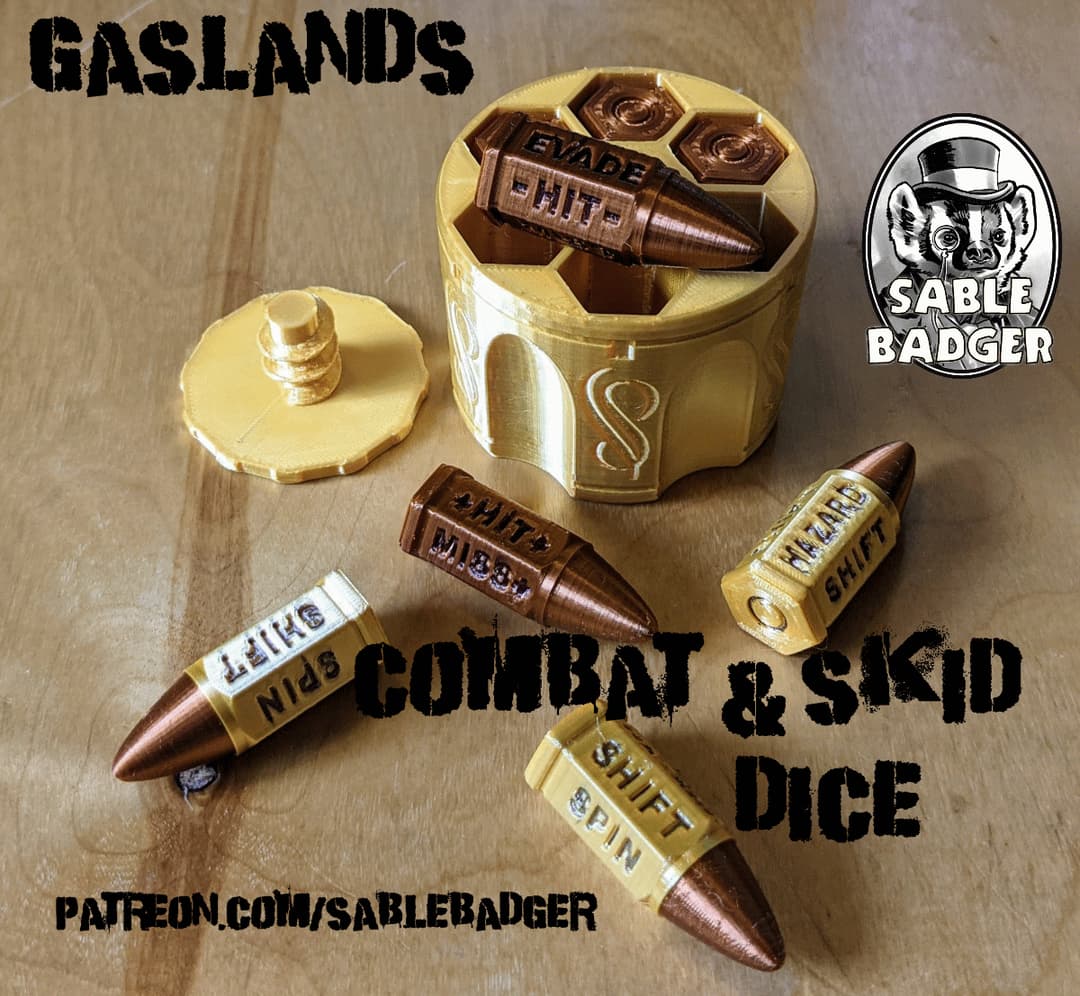 Gaslands - Bullet Skid and Combat dice