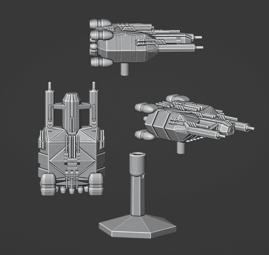 Fleet One Frigate Spaceship and Flightstand